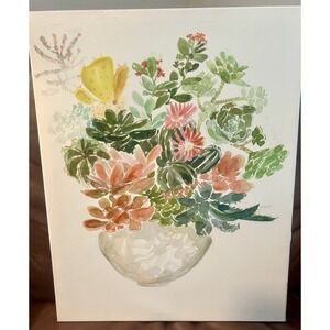 Hand painted Containers Of Flowers Acrylic On Canvas. ORIGINAL. FRAMED And 16x20